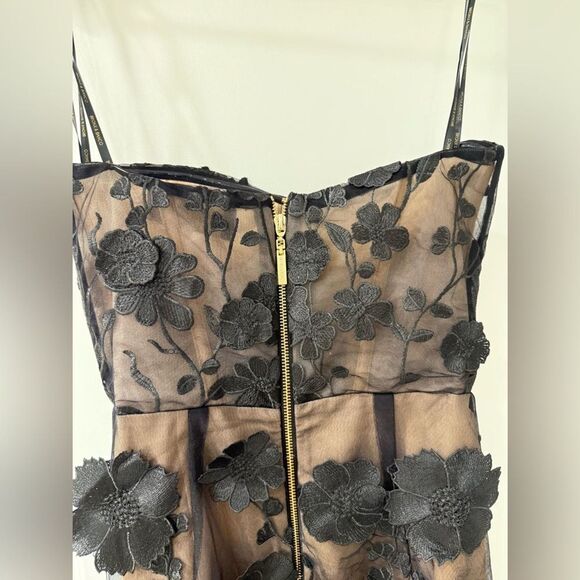 NWOT Bronx and Banco Jasmine Floral-Embroidered Sheer Maxi Dress Black - Picture 12 of 16